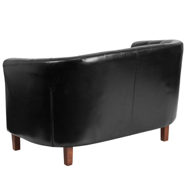 HERCULES Colindale Series Black LeatherSoft Tufted Loveseat