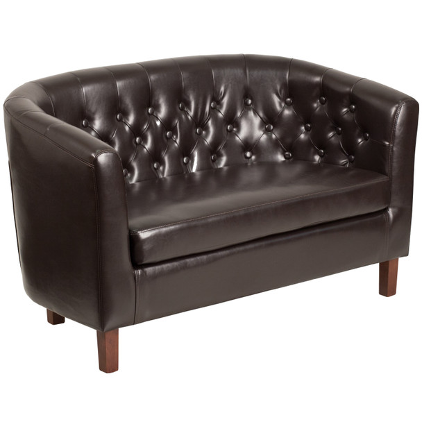 HERCULES Colindale Series Brown LeatherSoft Tufted Loveseat