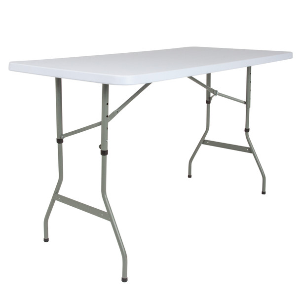 Kathryn 4.93-Foot Height Adjustable Granite White Plastic Folding Table