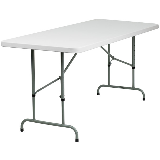 Kathryn 6-Foot Height Adjustable Granite White Plastic Folding Table