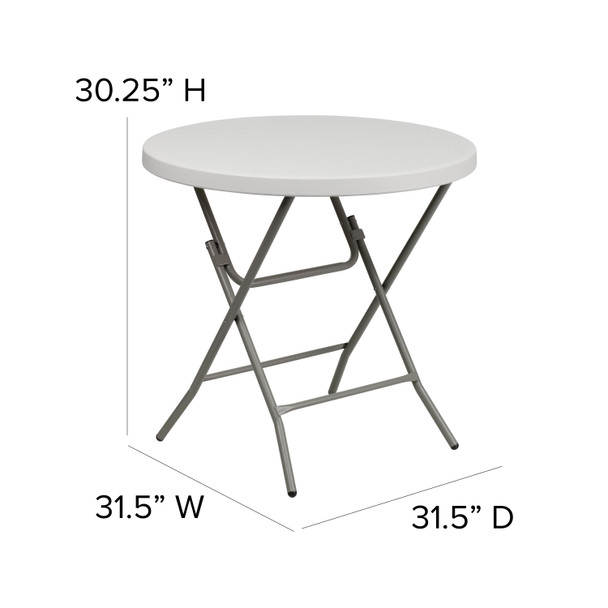 Kathryn 2.63-Foot Round Granite White Plastic Folding Table