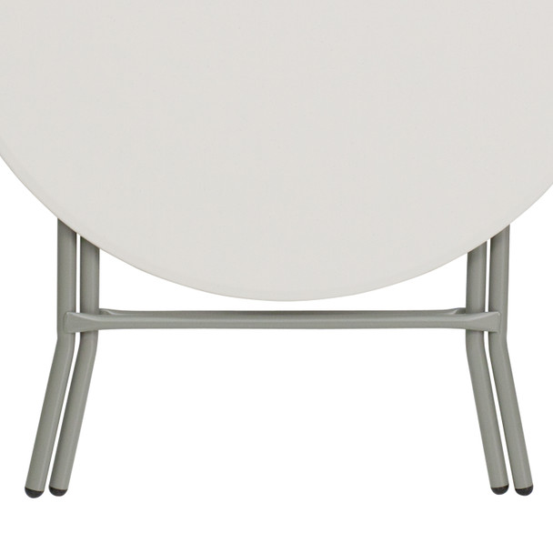 Kathryn 2.63-Foot Round Granite White Plastic Folding Table