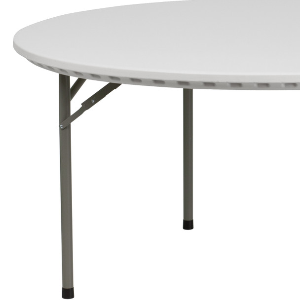 Kathryn 5-Foot Round Granite White Plastic Folding Table