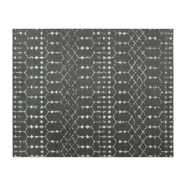 Beth Geometric Bohemian Low Pile Rug - 8' x 10' - Dark Gray/Ivory Polyester