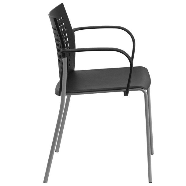 HERCULES Series 551 lb. Capacity Black Stack Chair with Air-Vent Back and Arms