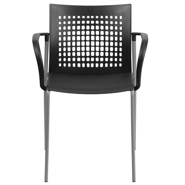 HERCULES Series 551 lb. Capacity Black Stack Chair with Air-Vent Back and Arms