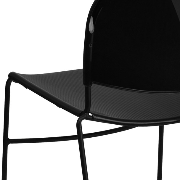 HERCULES Series 880 lb. Capacity Black Ultra-Compact Stack Chair with Black Powder Coated Frame