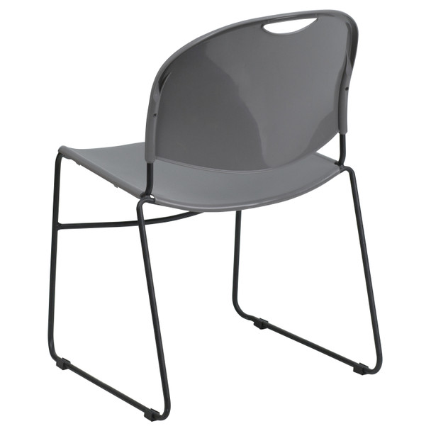 HERCULES Series 880 lb. Capacity Gray Ultra-Compact Stack Chair with Black Powder Coated Frame