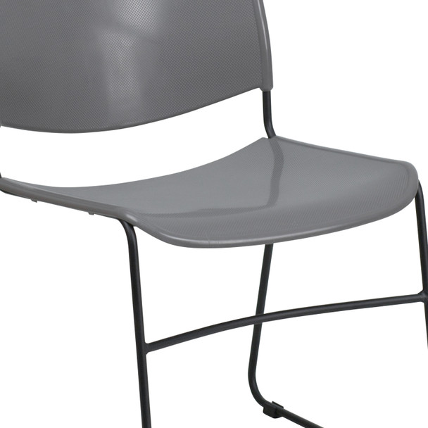 HERCULES Series 880 lb. Capacity Gray Ultra-Compact Stack Chair with Black Powder Coated Frame