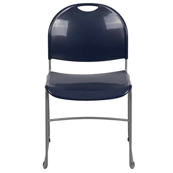 HERCULES Series 880 lb. Capacity Navy Ultra-Compact Stack Chair with Silver Powder Coated Frame