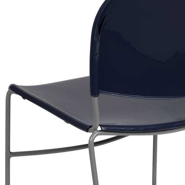 HERCULES Series 880 lb. Capacity Navy Ultra-Compact Stack Chair with Silver Powder Coated Frame