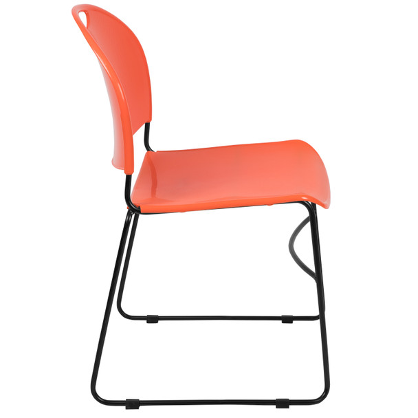 HERCULES Series 880 lb. Capacity Orange Ultra-Compact Stack Chair with Black Powder Coated Frame