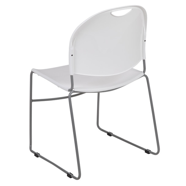 HERCULES Series 880 lb. Capacity White Ultra-Compact Stack Chair with Silver Powder Coated Frame