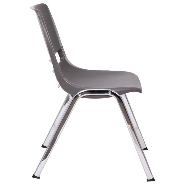 HERCULES Series 880 lb. Capacity Gray Ergonomic Shell Stack Chair with Chrome Frame and 18'' Seat Height