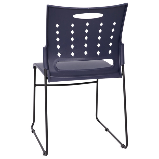 HERCULES Series 881 lb. Capacity Navy Sled Base Stack Chair with Air-Vent Back