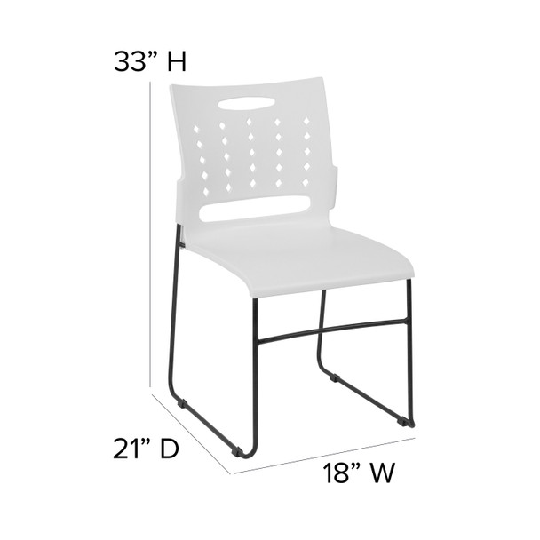 HERCULES Series 881 lb. Capacity White Sled Base Stack Chair with Air-Vent Back