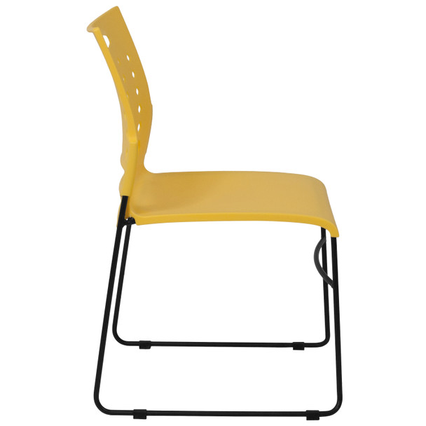 HERCULES Series 881 lb. Capacity Yellow Sled Base Stack Chair with Air-Vent Back