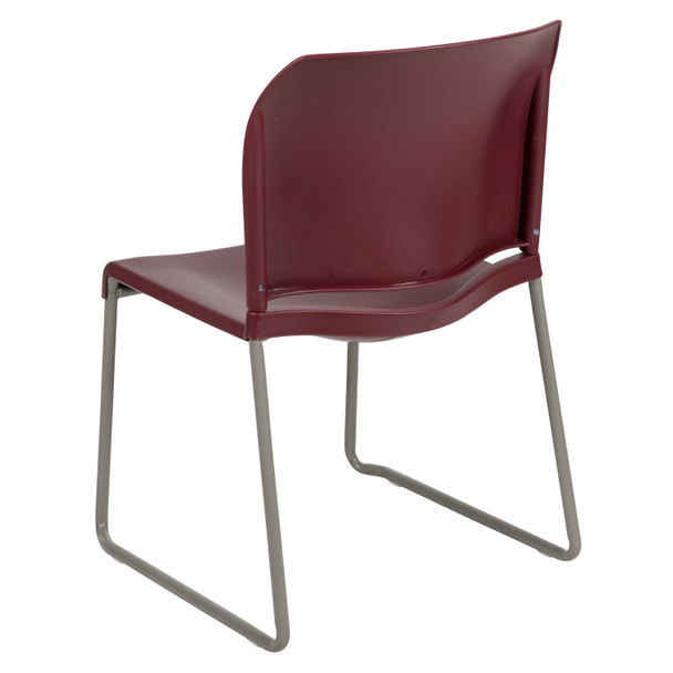 HERCULES Series 880 lb. Capacity Burgundy Full Back Contoured Stack Chair with Gray Powder Coated Sled Base