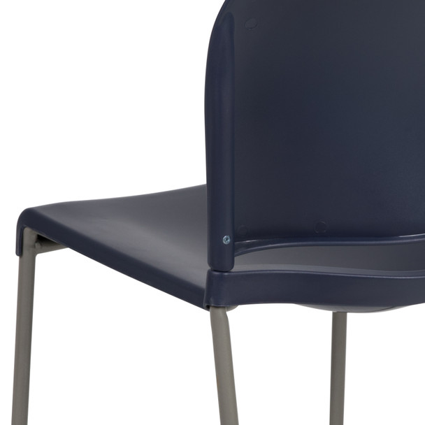 HERCULES Series 880 lb. Capacity Navy Full Back Contoured Stack Chair with Gray Powder Coated Sled Base