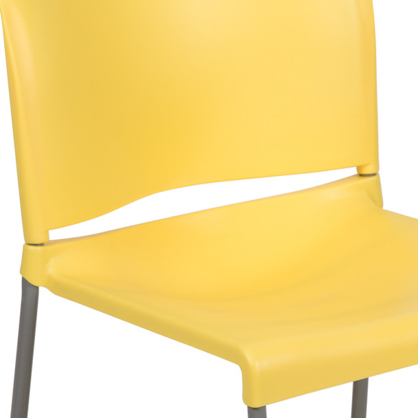 HERCULES Series 880 lb. Capacity Yellow Full Back Contoured Stack Chair with Gray Powder Coated Sled Base