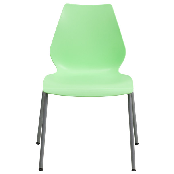 HERCULES Series 770 lb. Capacity Green Stack Chair with Lumbar Support and Silver Frame