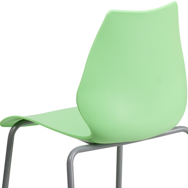 HERCULES Series 770 lb. Capacity Green Stack Chair with Lumbar Support and Silver Frame