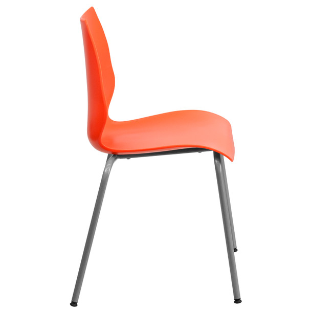 HERCULES Series 770 lb. Capacity Orange Stack Chair with Lumbar Support and Silver Frame