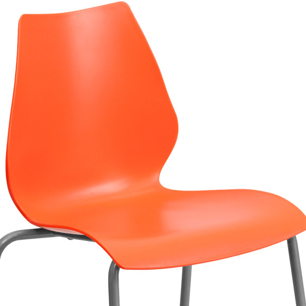 HERCULES Series 770 lb. Capacity Orange Stack Chair with Lumbar Support and Silver Frame
