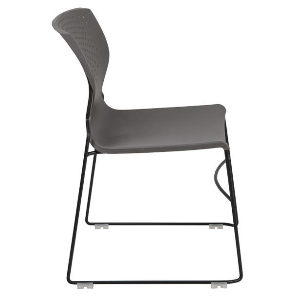 HERCULES Series 661 lb. Capacity Gray Full Back Stack Chair with Black Powder Coated Frame