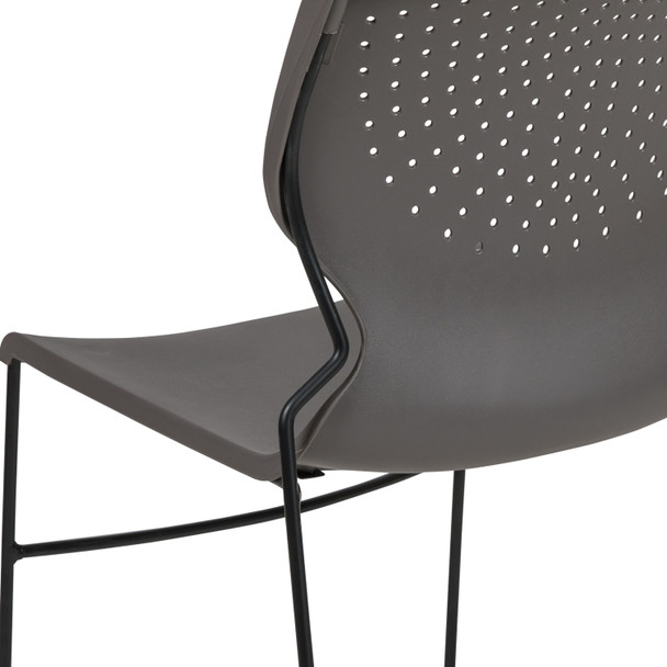 HERCULES Series 661 lb. Capacity Gray Full Back Stack Chair with Black Powder Coated Frame