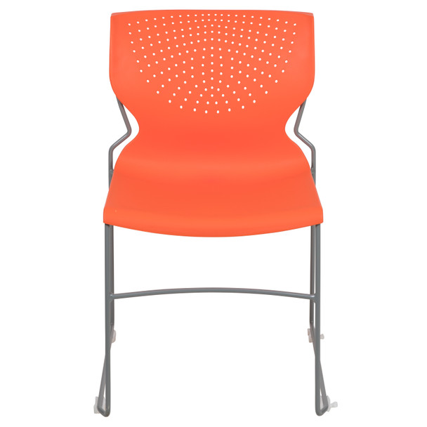 HERCULES Series 661 lb. Capacity Orange Full Back Stack Chair with Gray Powder Coated Frame