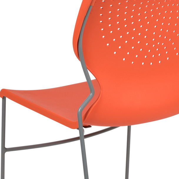 HERCULES Series 661 lb. Capacity Orange Full Back Stack Chair with Gray Powder Coated Frame