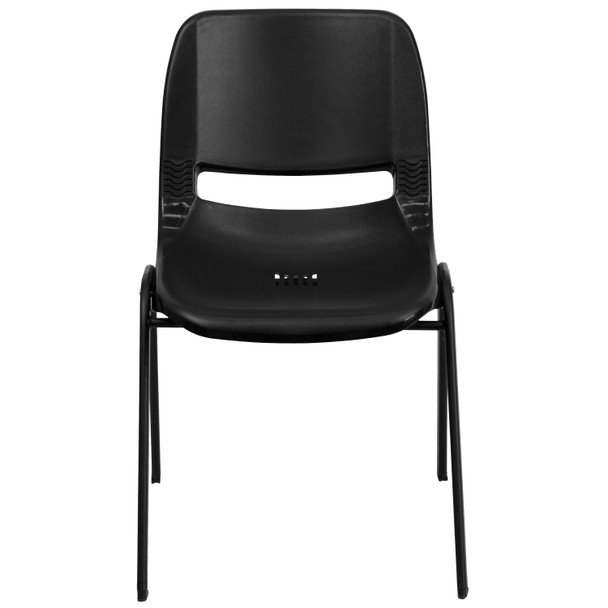 HERCULES Series 880 lb. Capacity Black Ergonomic Shell Stack Chair with Black Frame