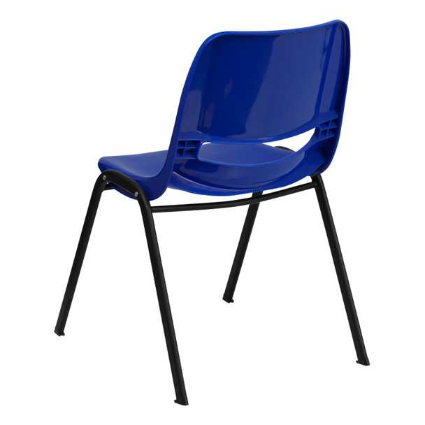 HERCULES Series 880 lb. Capacity Blue Ergonomic Shell Stack Chair with Black Frame