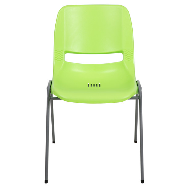 HERCULES Series 880 lb. Capacity Green Ergonomic Shell Stack Chair with Gray Frame