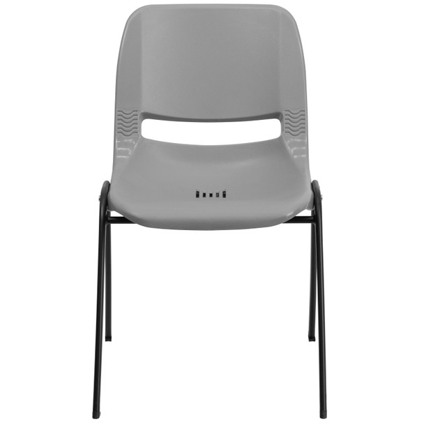 HERCULES Series 880 lb. Capacity Gray Ergonomic Shell Stack Chair with Black Frame