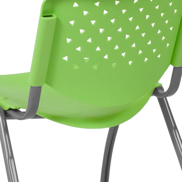 HERCULES Series 880 lb. Capacity Green Plastic Stack Chair with Titanium Gray Powder Coated Frame