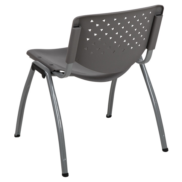 HERCULES Series 880 lb. Capacity Gray Plastic Stack Chair with Titanium Gray Powder Coated Frame