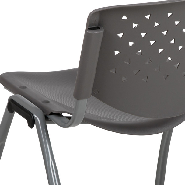 HERCULES Series 880 lb. Capacity Gray Plastic Stack Chair with Titanium Gray Powder Coated Frame