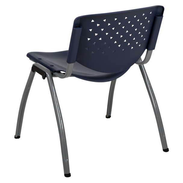HERCULES Series 880 lb. Capacity Navy Plastic Stack Chair with Titanium Gray Powder Coated Frame