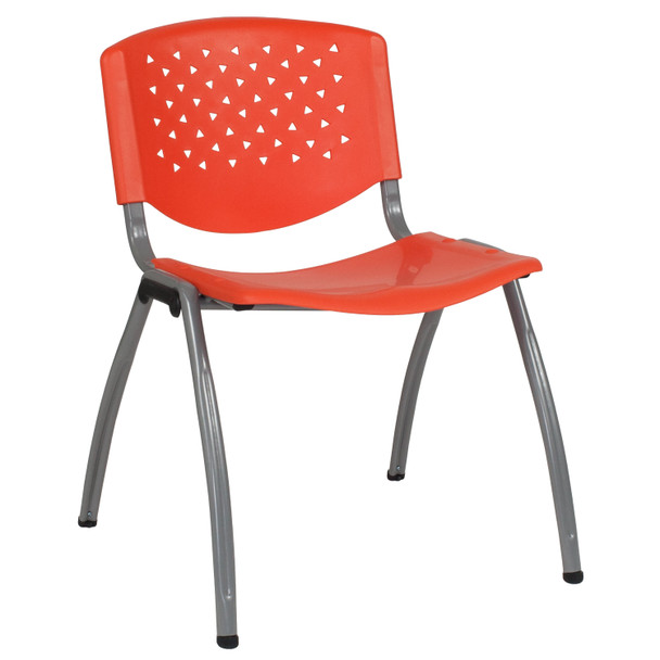 HERCULES Series 880 lb. Capacity Orange Plastic Stack Chair with Titanium Gray Powder Coated Frame