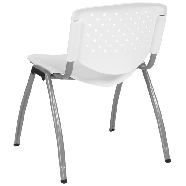 HERCULES Series 880 lb. Capacity White Plastic Stack Chair with Titanium Gray Powder Coated Frame