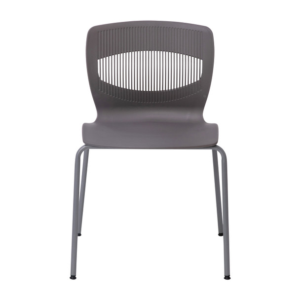 HERCULES Series Commercial Grade 770 lb. Capacity Ergonomic Stack Chair with Lumbar Support and Silver Steel Frame - Gray