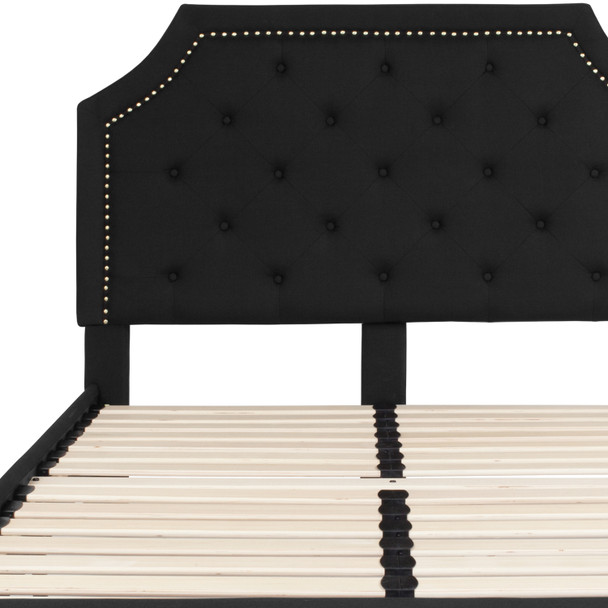 Brighton Full Size Tufted Upholstered Platform Bed in Black Fabric