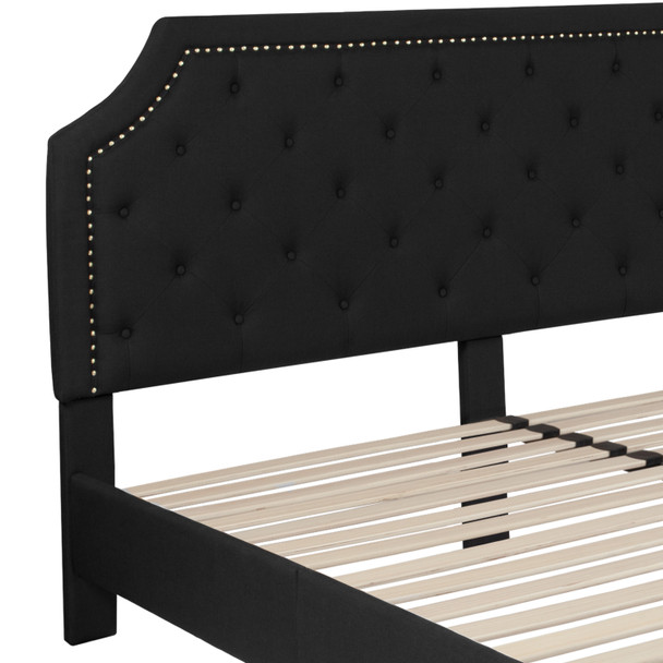 Brighton King Size Tufted Upholstered Platform Bed in Black Fabric