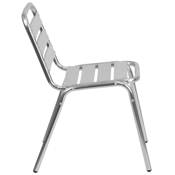 Lila Commercial Aluminum Indoor-Outdoor Restaurant Stack Chair with Triple Slat Back