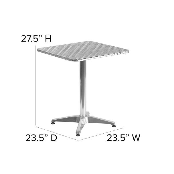 Mellie 23.5'' Square Aluminum Indoor-Outdoor Table with Base