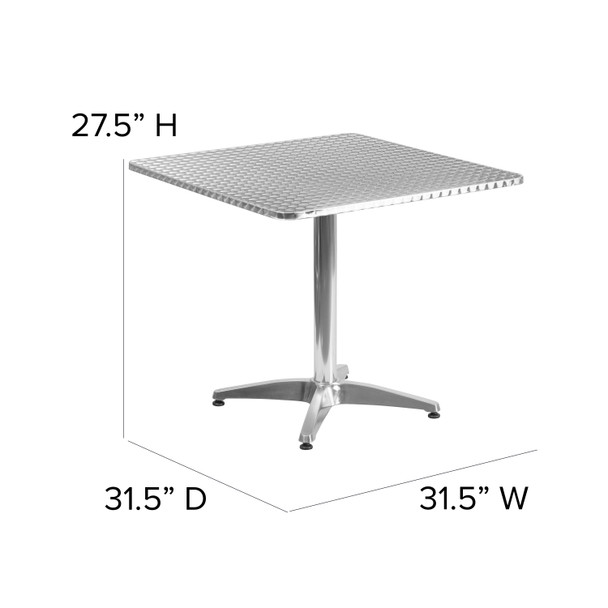 Mellie 31.5'' Square Aluminum Indoor-Outdoor Table with Base