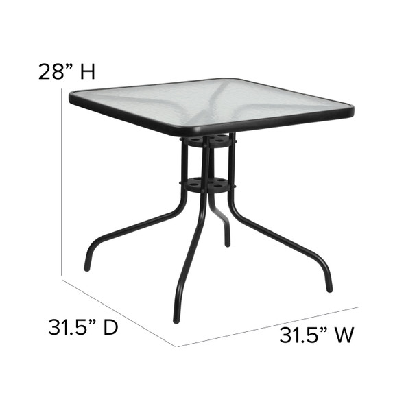 Barker 31.5'' Square Tempered Glass Metal Table