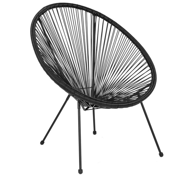 Valencia Oval Comfort Series Take Ten Black Papasan Lounge Chair